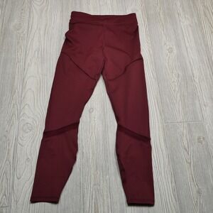 Fabletics Leggings Womens Size Small Burgundy Wine Mesh Accents Athletic